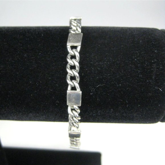 Tennis Bracelet 6.5 In Small Size Jewelry Vintage Delicate Silvertone Chain - Picture 3 of 5